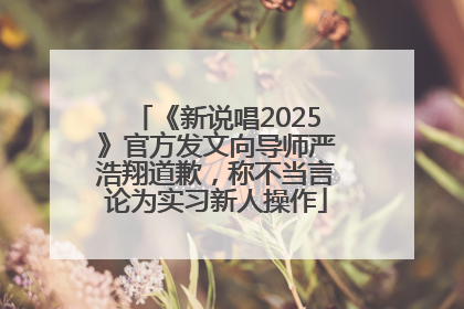《新说唱2025》官方发文向导师严浩翔道歉，称不当言论为实习新人操作
