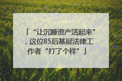 “让沉睡资产活起来”，这位85后基层法律工作者“打了个样”