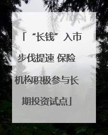 “长钱”入市步伐提速 保险机构积极参与长期投资试点