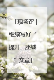 现场评｜继续写好“提升一座城”文章