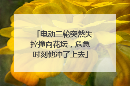 电动三轮突然失控撞向花坛，危急时刻他冲了上去
