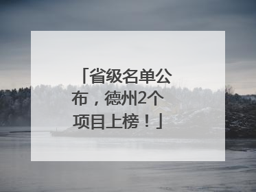 省级名单公布，德州2个项目上榜！