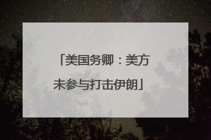 美国务卿：美方未参与打击伊朗