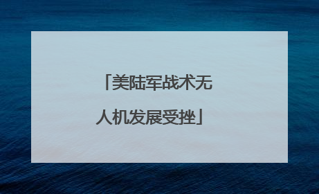 美陆军战术无人机发展受挫