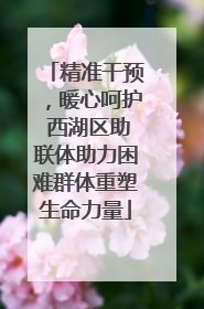精准干预，暖心呵护 西湖区助联体助力困难群体重塑生命力量