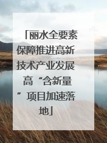 丽水全要素保障推进高新技术产业发展 高“含新量”项目加速落地