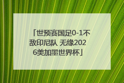 世预赛国足0-1不敌印尼队 无缘2026美加墨世界杯