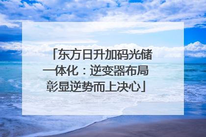 东方日升加码光储一体化：逆变器布局彰显逆势而上决心