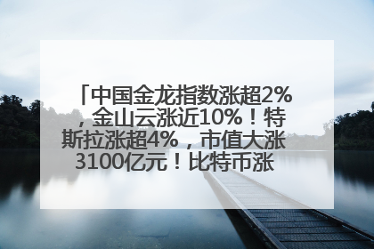 中国金龙指数涨超2%，金山云涨近10%！特斯拉涨超4%，市值大涨3100亿元！比特币涨回11万美元关口