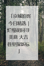 京城拍客今日精选｜烂缦胡同寻美意 大吉巷里探新标