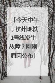 今天中午，杭州地铁1号线发生故障？刚刚原因公布