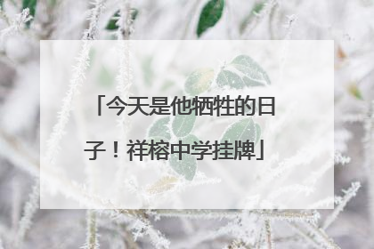 今天是他牺牲的日子！祥榕中学挂牌