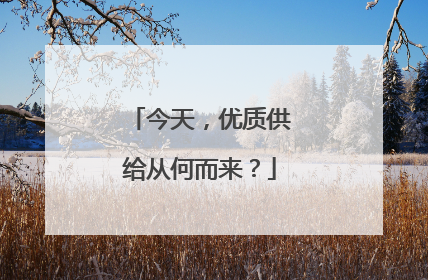 今天，优质供给从何而来？