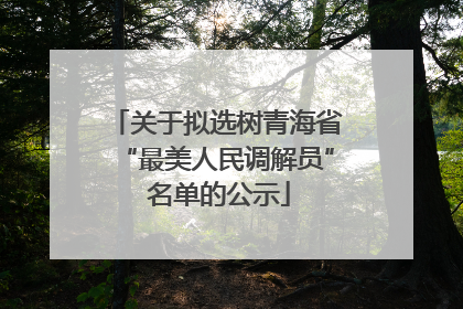关于拟选树青海省“最美人民调解员” 名单的公示