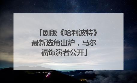 剧版《哈利波特》最新选角出炉，马尔福饰演者公开