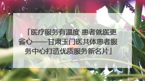 医疗服务有温度 患者就医更省心——甘肃玉门医共体患者服务中心打造优质服务新名片
