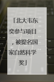 北大韦东奕参与项目，被提名国家自然科学奖