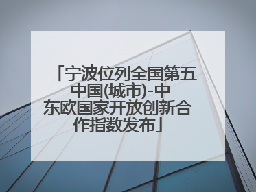 宁波位列全国第五 中国(城市)-中东欧国家开放创新合作指数发布