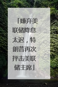 嫌弃美联储降息太迟，特朗普再次抨击美联储主席