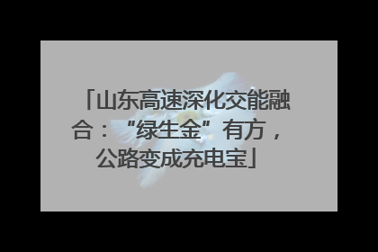 山东高速深化交能融合：“绿生金”有方，公路变成充电宝