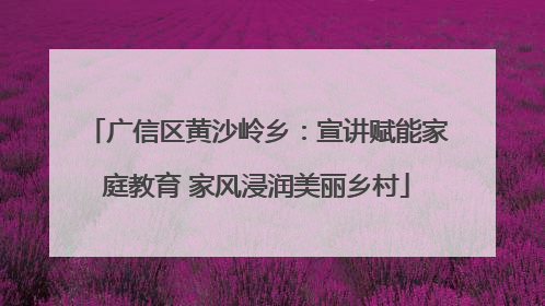 广信区黄沙岭乡：宣讲赋能家庭教育 家风浸润美丽乡村
