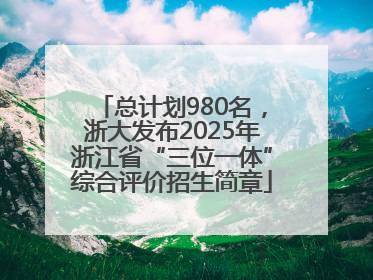 总计划980名，浙大发布2025年浙江省“三位一体”综合评价招生简章