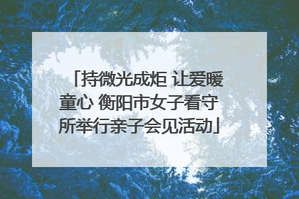 持微光成炬 让爱暖童心 衡阳市女子看守所举行亲子会见活动
