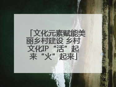 文化元素赋能美丽乡村建设 乡村文化IP“活”起来“火”起来