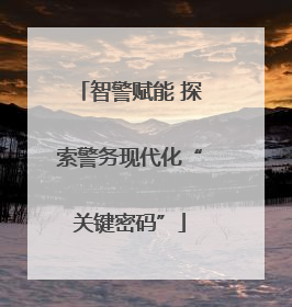 智警赋能 探索警务现代化“关键密码”