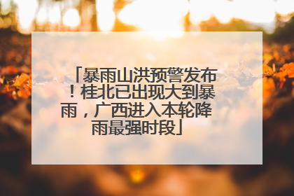 暴雨山洪预警发布！桂北已出现大到暴雨，广西进入本轮降雨最强时段