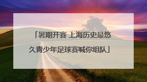暑期开赛 上海历史最悠久青少年足球赛喊你组队