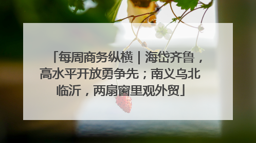 每周商务纵横｜海岱齐鲁，高水平开放勇争先；南义乌北临沂，两扇窗里观外贸