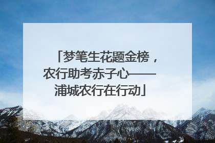 梦笔生花题金榜，农行助考赤子心——浦城农行在行动