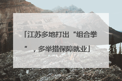 江苏多地打出“组合拳”，多举措保障就业
