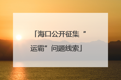 海口公开征集“运霸”问题线索