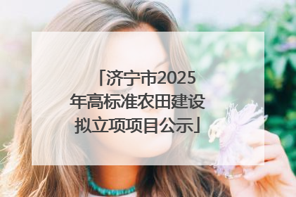 济宁市2025年高标准农田建设拟立项项目公示