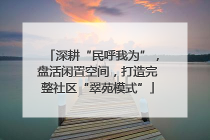 深耕“民呼我为”，盘活闲置空间，打造完整社区“翠苑模式”
