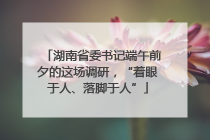 湖南省委书记端午前夕的这场调研，“着眼于人、落脚于人”