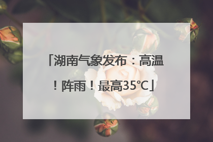 湖南气象发布：高温！阵雨！最高35℃