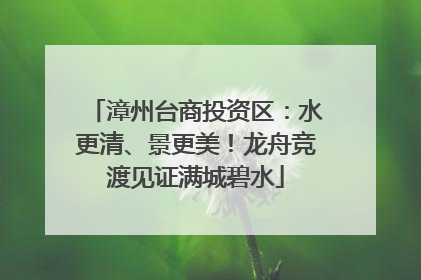 漳州台商投资区：水更清、景更美！龙舟竞渡见证满城碧水