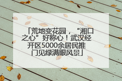荒地变花园，“湘口之心”好称心！武汉经开区5000余居民推门见绿满眼风景