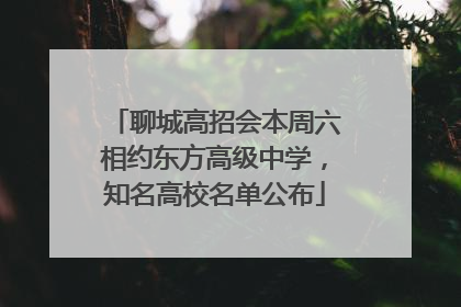 聊城高招会本周六相约东方高级中学，知名高校名单公布