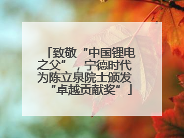 致敬“中国锂电之父”，宁德时代为陈立泉院士颁发“卓越贡献奖”