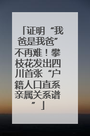 证明“我爸是我爸”不再难！攀枝花发出四川首张“户籍人口直系亲属关系谱”
