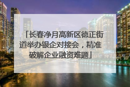长春净月高新区德正街道举办银企对接会，精准破解企业融资难题