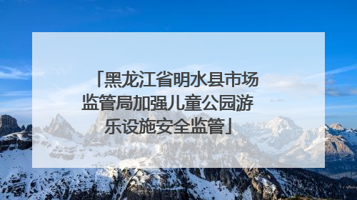 黑龙江省明水县市场监管局加强儿童公园游乐设施安全监管